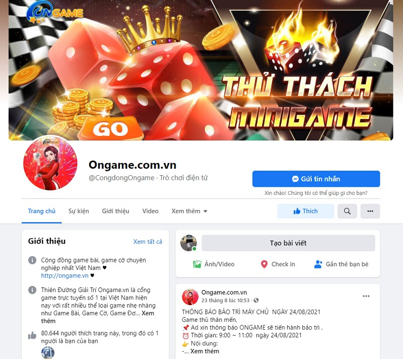 Trang fanpage của OnGame vn có hơn 80 nghìn like