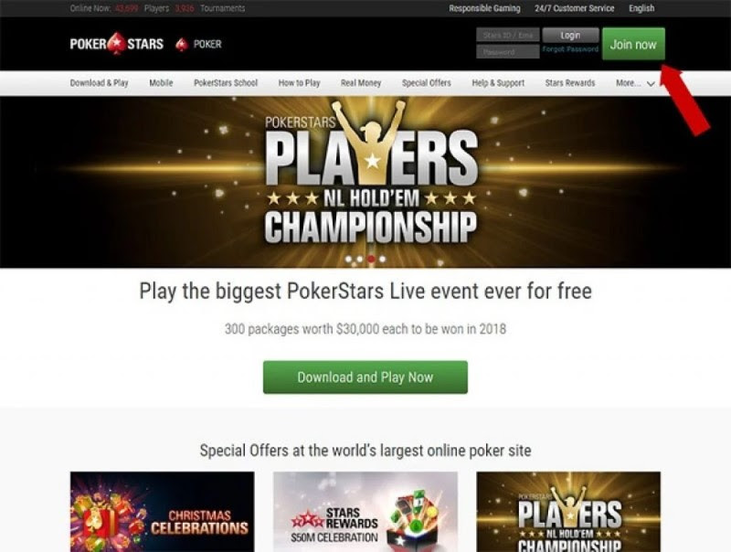  Click vào lệnh “Join Now” để tiến hành đăng ký tại PokerStars