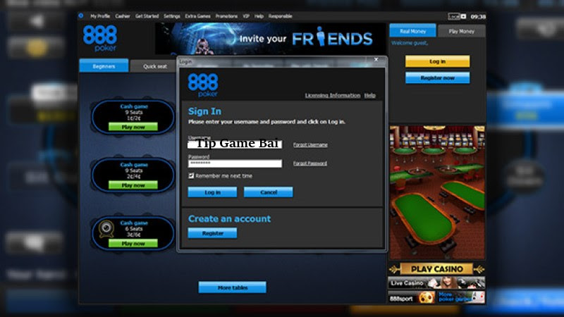 Hướng dẫn đăng nhập tài khoản để rút tiền tại 888 Poker