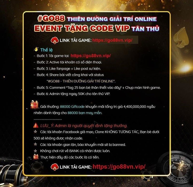 Hướng dẫn cách nhận Gift code go88 cho người chơi mới